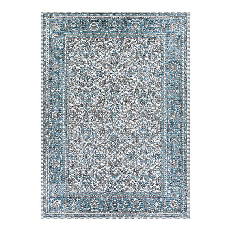 Couristan Marseille Carmoux Indoor Outdoor Rug, Blue, 7.5X11 Ft