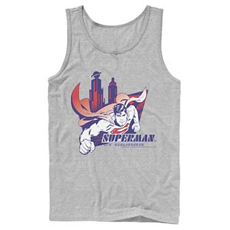 Men's DC Comics Superman Daily Planet Skyline Flying Poster Tank Top