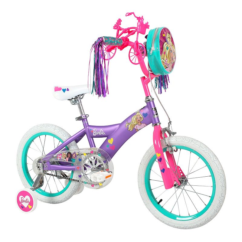 Barbie 16-Inch Kids Bike with Removable Training Wheels, Purple, 16