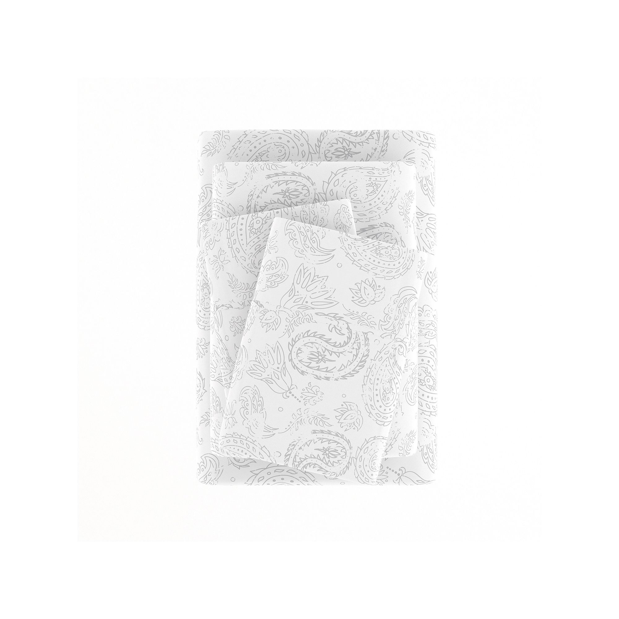 Home Collection Printed Sheet Set, Gray Paisley
