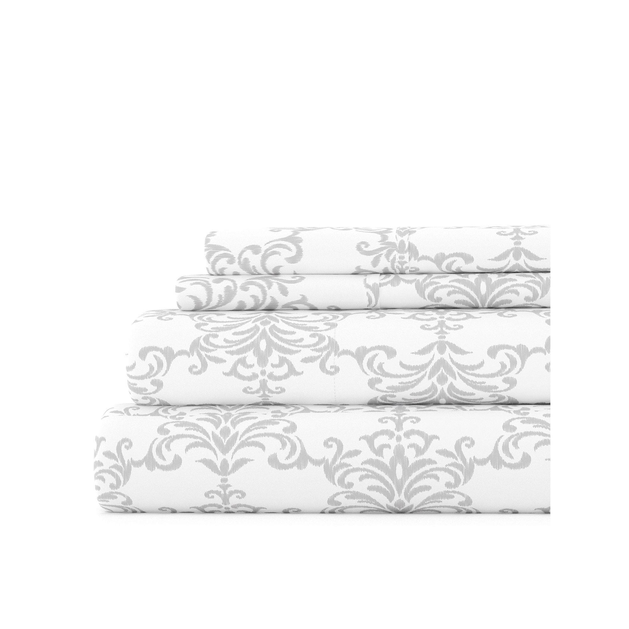 Home Collection Printed Sheet Set, Light Gray