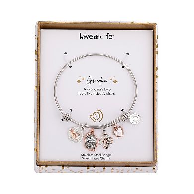 LovethisLife® Stainless Steel Charm Grandma Bangle Bracelet