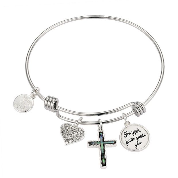 Love This Life Bracelet FAITH Hope Love Bangle Charms Silver Plated Grad  Gift 