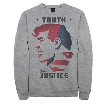 Men's DC Comics Superman Truth And Justice Text Poster Fleece Sweatshirt