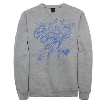 Men's DC Comics Superman Break Chains Outlined Comic Poster Fleece Sweatshirt