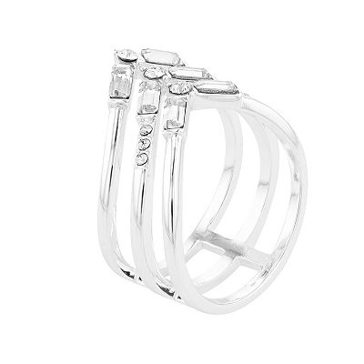 Brilliance Crystal Triple Band Chevron Ring