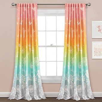 Make A Wish Dandelion Fairy Ombre Window Curtain Panels Pastel Rainbow 52 X 84 Set
