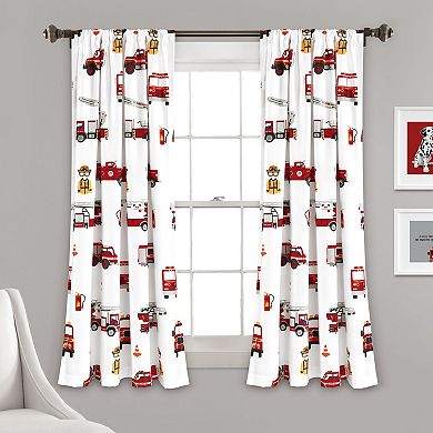 Lush Decor 2-pack Fire Truck Window Curtain Set