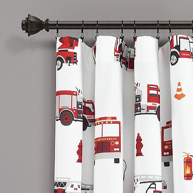 Lush Decor 2-pack Fire Truck Window Curtain Set