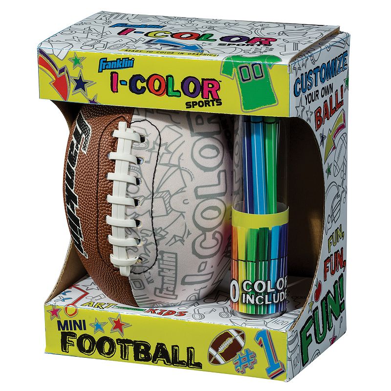 Franklin Sports I-Color Customizable Mini Football & Markers Set, Multicolo