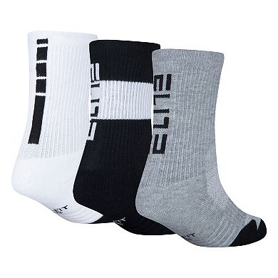 Kids Nike 3-Pack Elite Dri-FIT Basketball Crew Socks