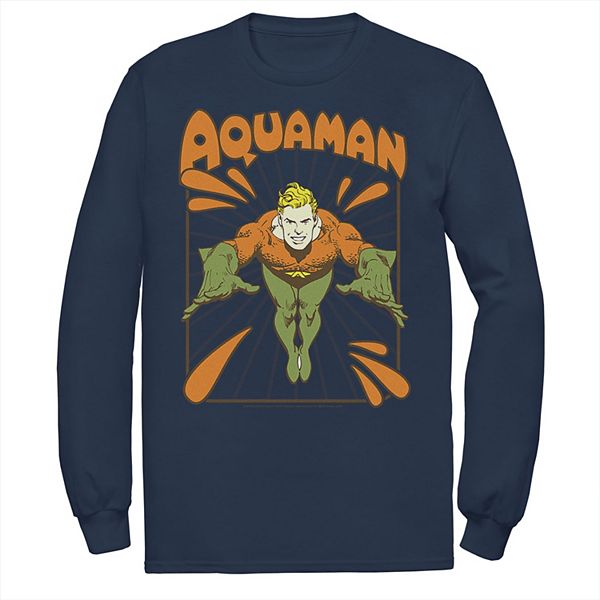 Men S Dc Comics Aquaman Simple Text Logo Portrait Tee