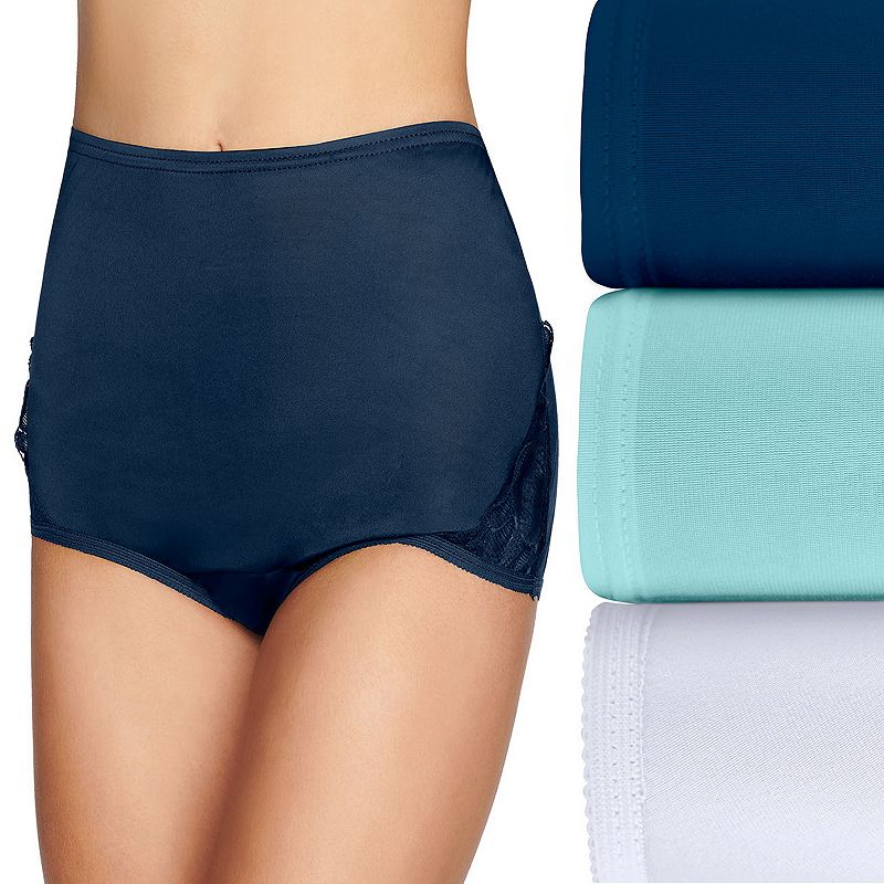 Women's Vanity Fair Lingerie® Perfectly Yours 3-Pack Noveau Brief Panty Set 13011, Ghost Blue Asst