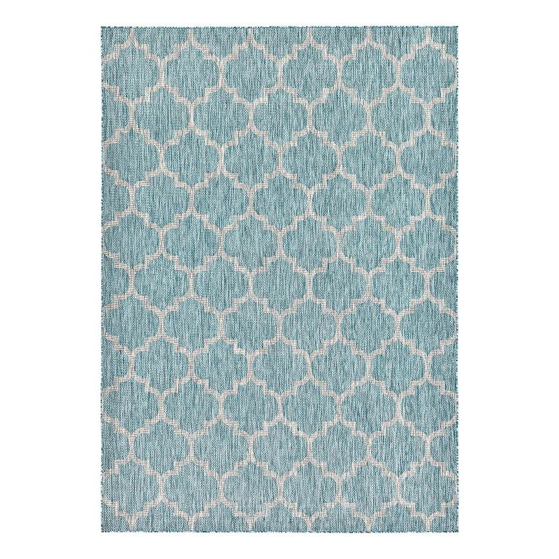 Unique Loom Outdoor Trellis Rug, Blue, 8X11.5 Ft
