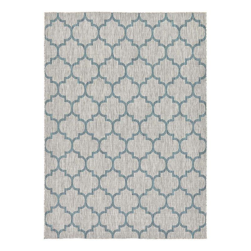Unique Loom Outdoor Trellis Rug, Blue, 8X11.5 Ft