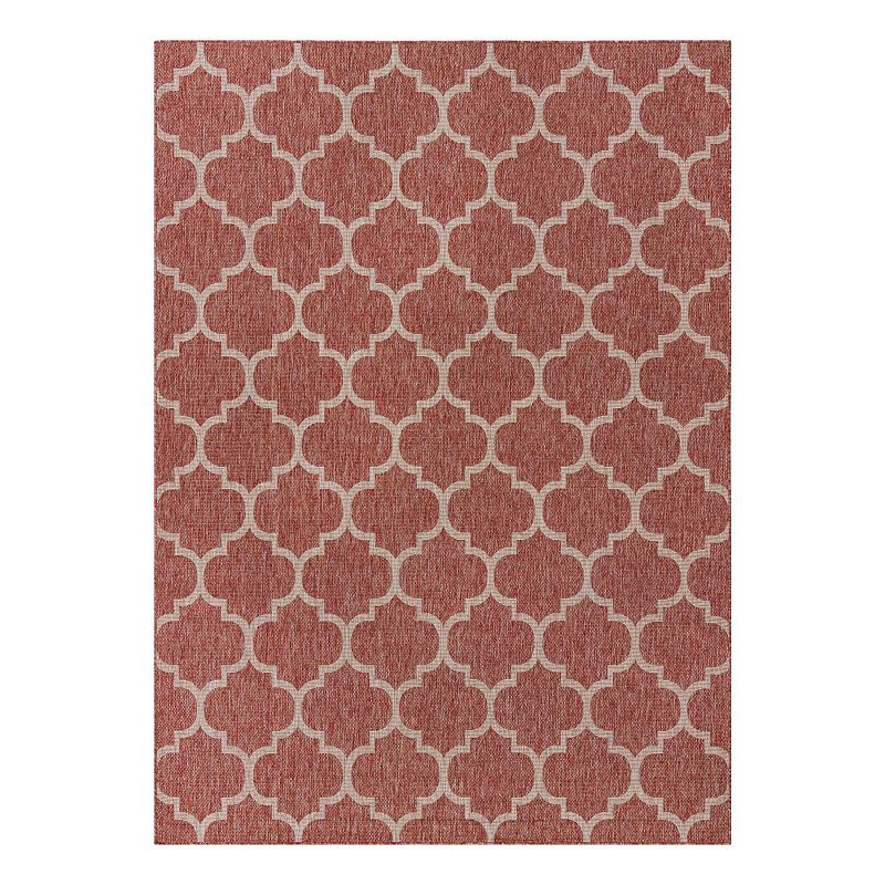 Unique Loom Outdoor Trellis Rug, Red, 9X12 Ft