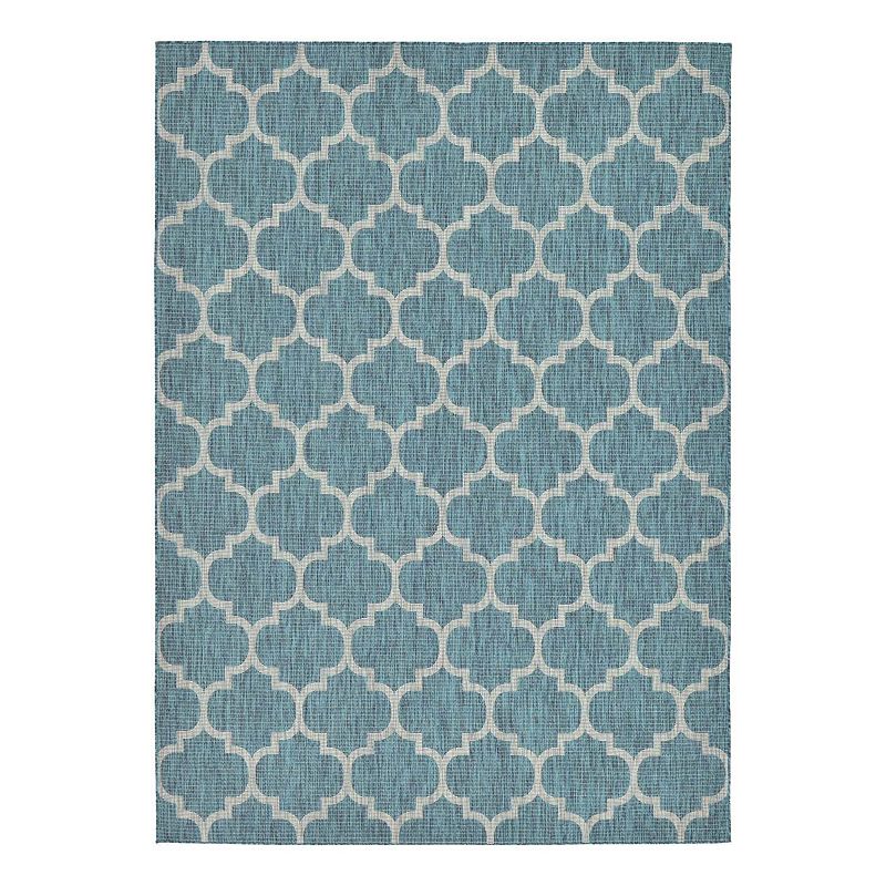 Unique Loom Outdoor Trellis Rug, Blue, 7X10 Ft