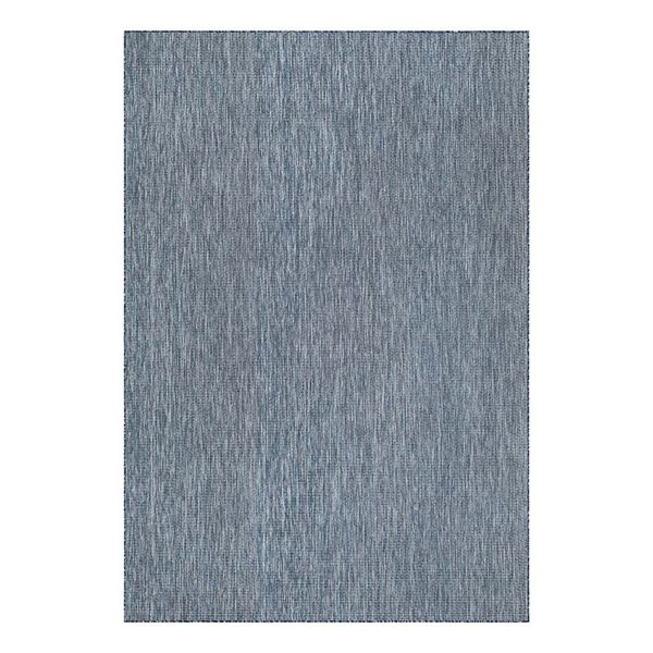 Unique Loom Solid Indoor/Outdoor Solid Rug Blue/Navy Blue 2' x 8' Runner Solid Modern Perfect For Patio Deck Garage Entryway