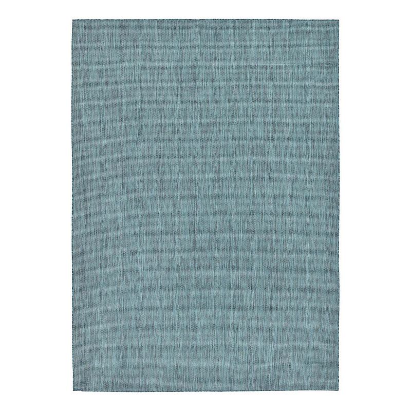 Unique Loom Outdoor Solid Rug, Blue, 7X10 Ft