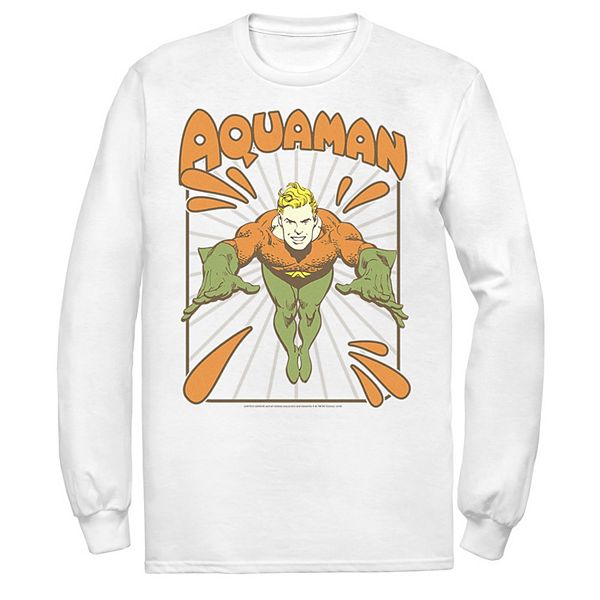 Men S Dc Comics Aquaman Simple Text Logo Portrait Tee