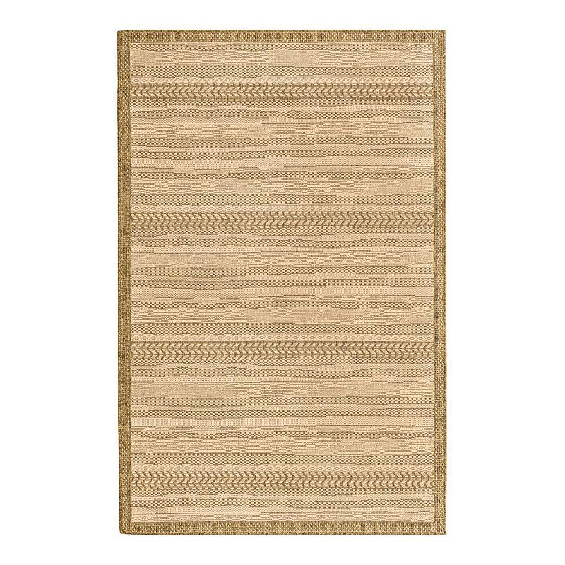 Unique Loom Outdoor Lines Area Rug, Brown, 8X11.5 Ft