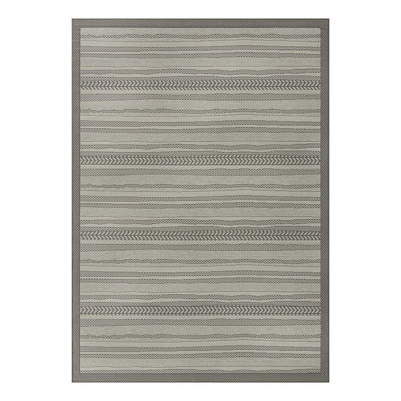 Unique Loom Outdoor Lines Area Rug, Grey, 7X10 Ft