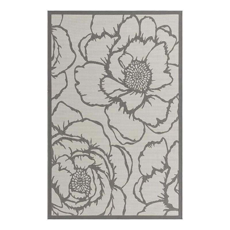 Unique Loom Outdoor Rose Area Rug, Grey, 8X11.5 Ft