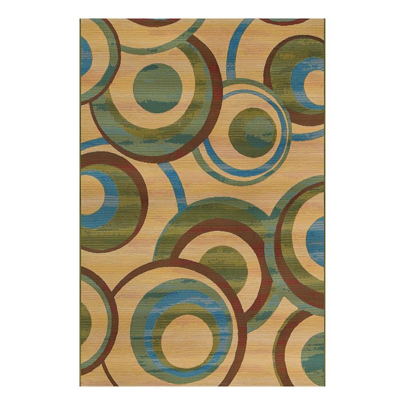 Unique Loom Outdoor Babbling Area Rug, Beig/Green, 10X12 Ft