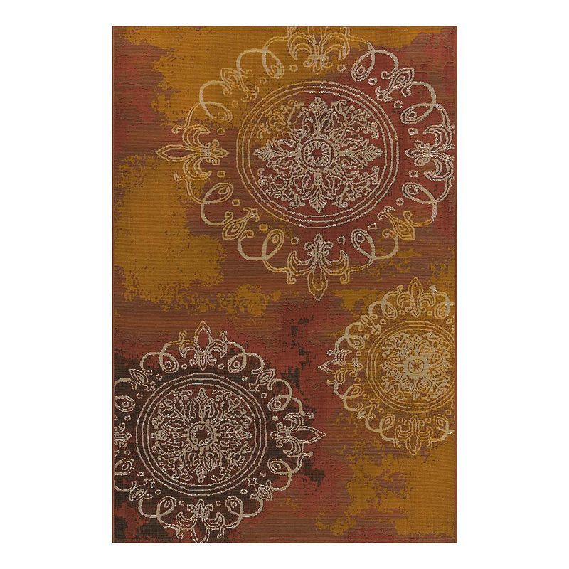 Unique Loom Outdoor Trio Area Rug, Red, 10X12 Ft