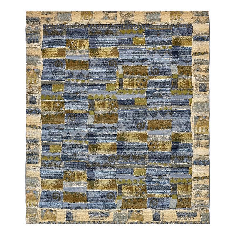 Unique Loom Outdoor Glyph Area Rug, Blue, 8Ft Rnd
