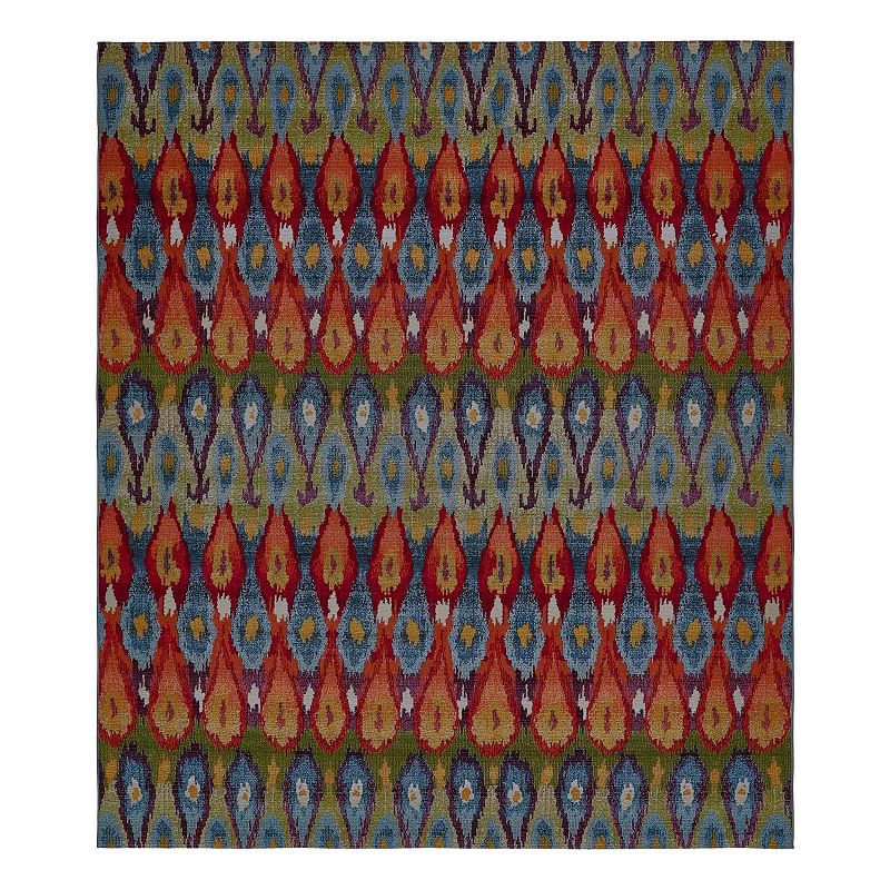 Unique Loom Outdoor Ikat Area Rug, Multicolor, 8Ft Rnd