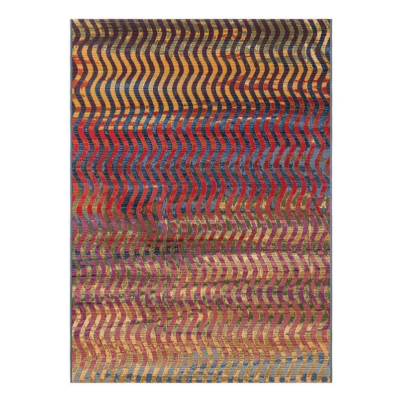 Unique Loom Outdoor Wavy Area Rug, Multicolor, 8Ft Rnd