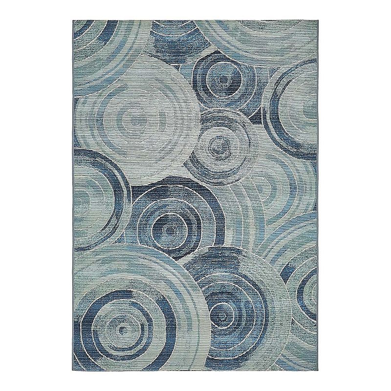 Unique Loom Outdoor Rippling Area Rug, Blue, 10X12 Ft