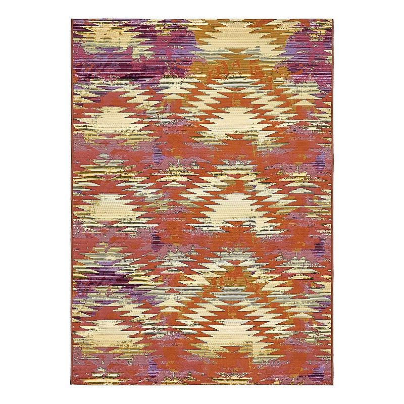 Unique Loom Outdoor Tribal Area Rug, Red, 10X12 Ft