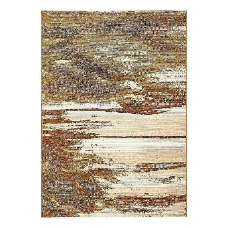 Unique Loom Outdoor Shore Area Rug, Beig/Green, 8Ft Rnd