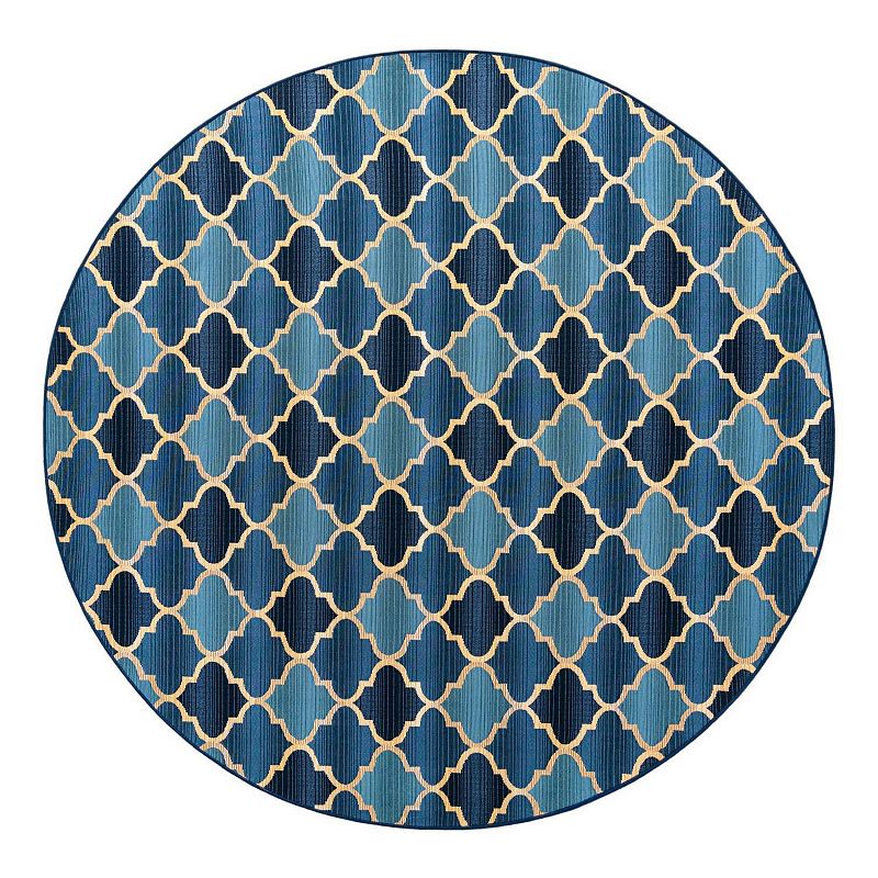 Unique Loom Outdoor Eden Trellis Area Rug, Blue, 8Ft Rnd