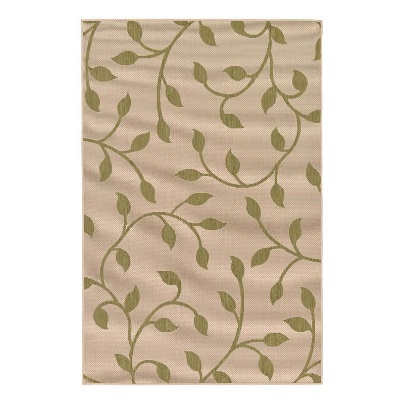 Unique Loom Outdoor Botanical Area Rug, Green, 7X10 Ft