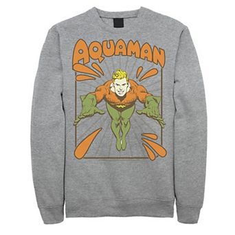 Men's DC Comics Aquaman Simple Text Logo Portrait Fleece Sweatshirt
