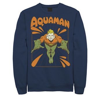Men's DC Comics Aquaman Simple Text Logo Portrait Fleece Sweatshirt