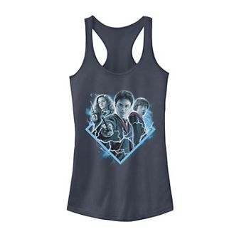 Juniors' Harry Potter Ron Harry Hermione Blue Lighting Portrait Tank Top