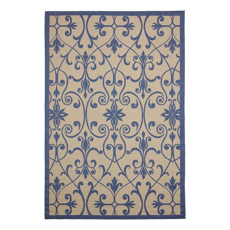 Unique Loom Gate Indoor Outdoor Area Rug, Blue, 7X10 Ft