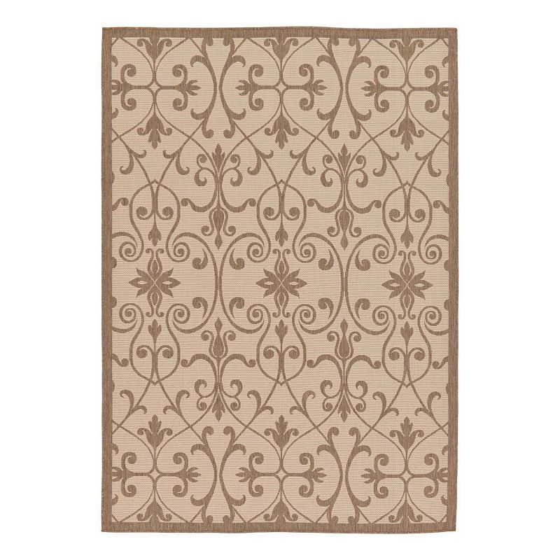 Unique Loom Gate Indoor Outdoor Area Rug, Brown, 7X10 Ft