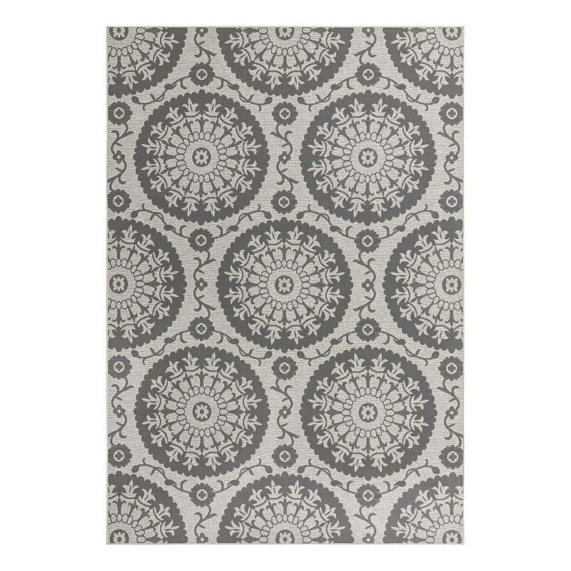 Unique Loom Medallion Indoor Outdoor Area Rug, Grey, 9X12 Ft