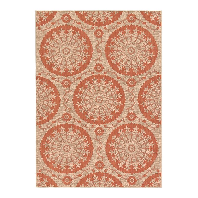 Unique Loom Medallion Indoor Outdoor Area Rug, Orange, 6X9 Ft