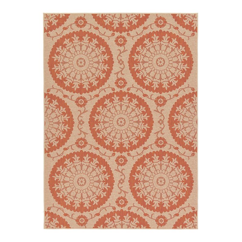 Unique Loom Medallion Indoor Outdoor Area Rug, Orange, 8X11.5 Ft