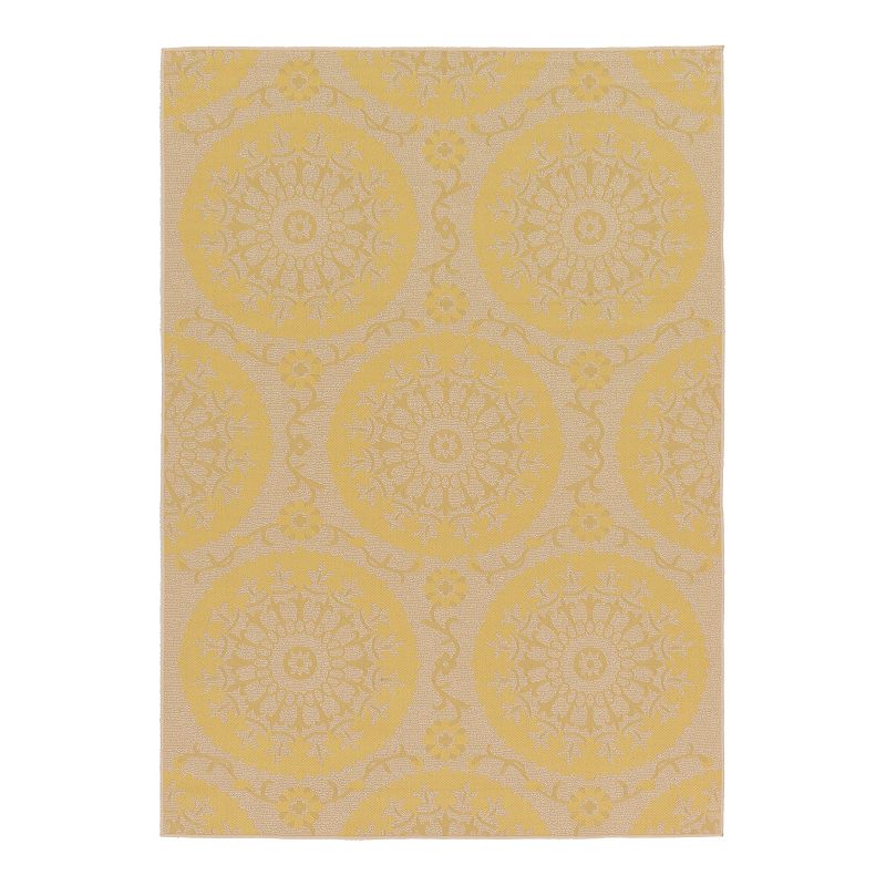 Unique Loom Medallion Indoor Outdoor Area Rug, Yellow, 8X11.5 Ft