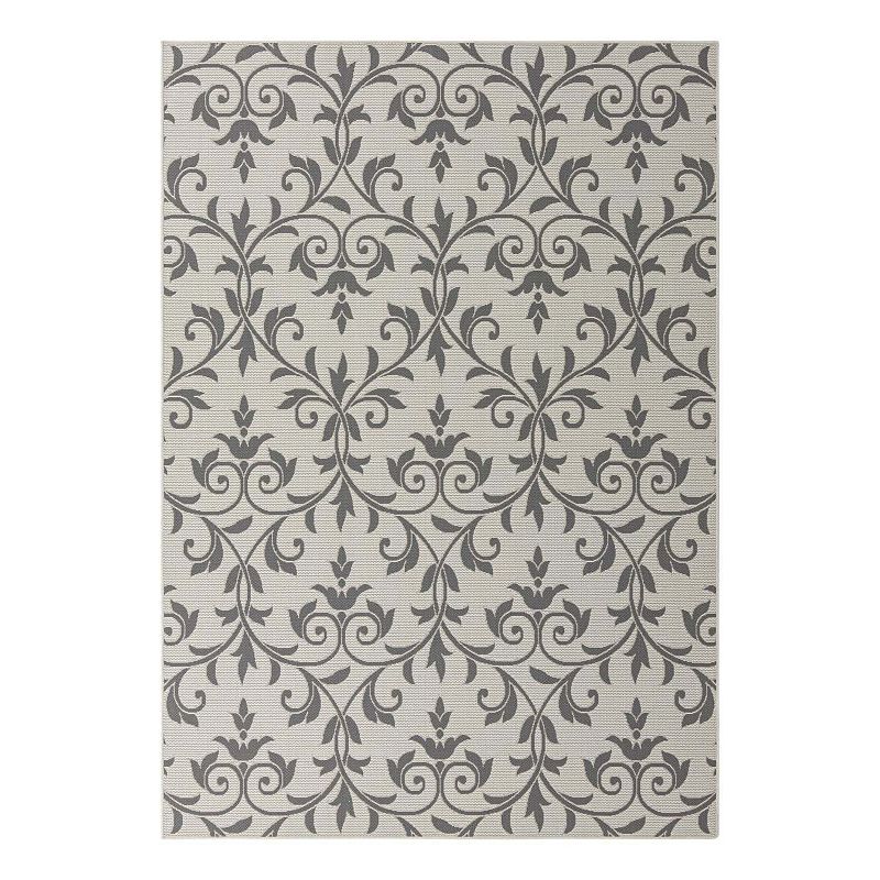 Unique Loom Victorian Indoor Outdoor Area Rug, Grey, 5X8 Ft