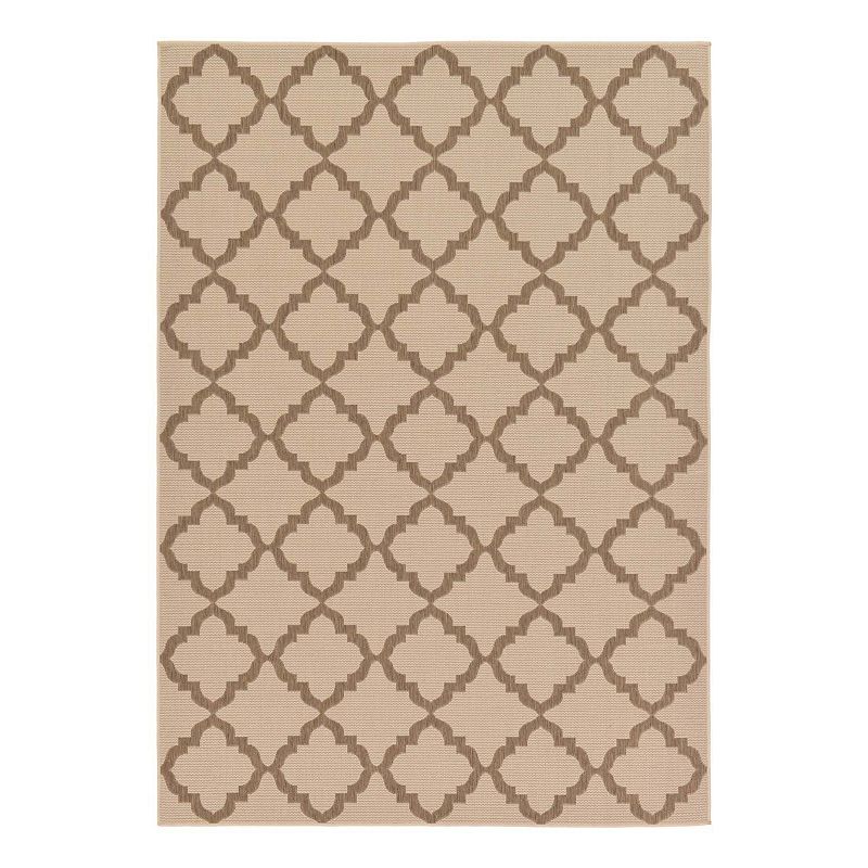 Unique Loom Raised Trellis Indoor Outdoor Area Rug, Beig/Green, 8X11.5 Ft