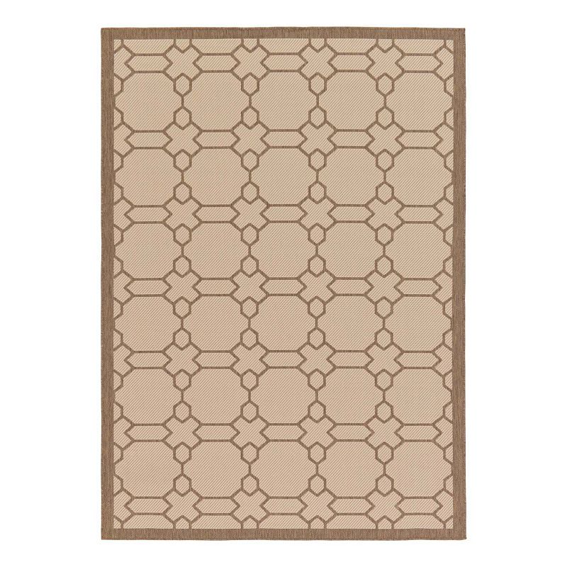 Unique Loom Geometric Indoor Outdoor Area Rug, Beig/Green, 5X8 Ft