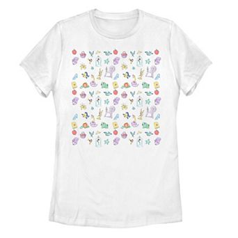 Juniors' Disney Princess Assorted Doodles Pattern Tee